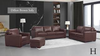 Hydeline Furniture Dillon Top Grain Leather Sofa in Brown