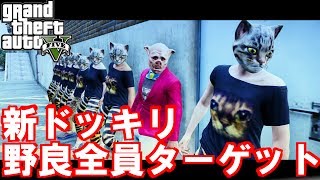 【GTA5 実況】 ドッキリ - 野良の全員がターゲットの壮大なドッキリ企画始動！！ 全人類猫化計画！！　グランドセフトオートV オンライン Mr.GTA5 MOD