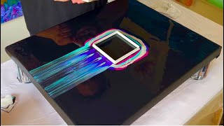 🟪 SQUARE Shadow Swipe - FAB result! Abstract Fluid Art Painting Tutorial