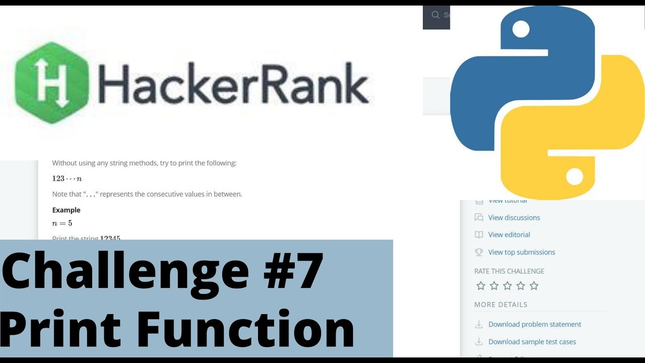 Hakerrank Python Challenge 7 Print Function Youtube