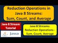 How to use Java 8 streams reduction operations sum, count, and average? | Streams in Java 8