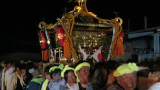 鴨川西条地区　瀧口神社の神輿と山車が夜の共演