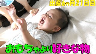 #147　おもちゃよりも好きな物・・【赤ちゃん】【生後】【6ヶ月】【半年】【出来る事】【お座り】【おもちゃ】