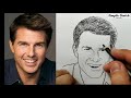 VERY EASY , How to draw tom cruise / simple sketch