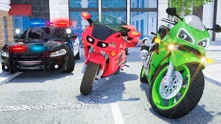 Motorcycle Mike Stopped by Sergeant Lucas the Police Car in Wheel City Heroes (WCH) - Kids Cartoon