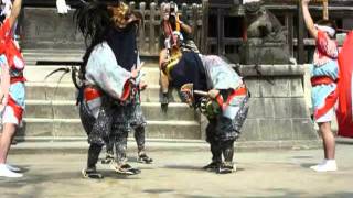 奥氷川神社の獅子舞・竿掛かり