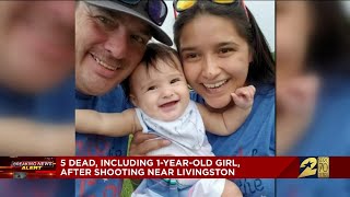 5 dead, including 1-year-old girl, after shooting near Livingston