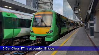 3 Car Southern Class 171's at London Bridge Station: 07/12/22