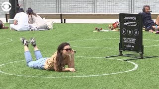 Circles enforce social distancing in Brooklyn, New York park