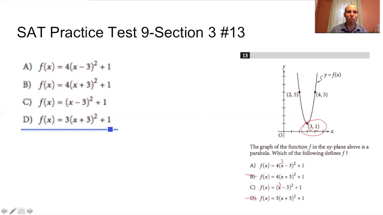 SAT Practice Test 9, Section 3, #13 (SAT Math) - YouTube