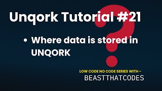 Unqork Zero to Expert | Where data is stored in UNQORK ? | 21