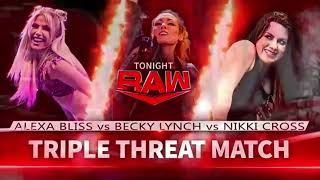 WWE RAW December 5, 2022 Alexa Bliss vs Becky Lynch vs Nikki Cross Official Match Card