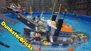 LEGO Outdoor Train Track and Boats! Train Launches Boats!
