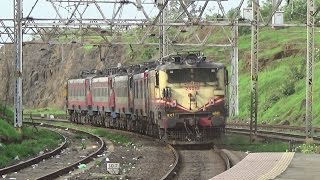 Power Of Penta WAG-5 : WAG-5 Glides Through Scenic Station Of Khardi : Work Horse Of Indian Railways