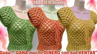 ⛔️ Guau!! Esta BLUSA a CROCHET te hará GANAR mucho DINERO con sus VENTAS (VALE $59.99 Dólares) 😱