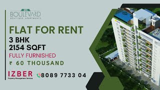 3 BHK luxury Flat for Rent in SFS Boulevard Palarivattom Kochi