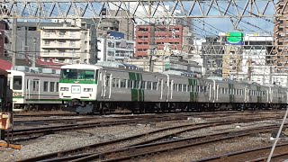 2021年11月28日　高崎にやってきた特急形直流電車185系200番台 B6編成 回送列車(熊谷→新前橋)と高崎地区を走行する電車(211系3000番台、651系1000番台、E233系)　高崎駅