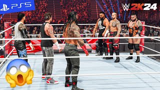 WWE 2K24 - Roman Reigns CM Punk & Jey Uso vs. Solo Sikoa Jacob Fatu & Bronson Reed | PS5" [4K60]