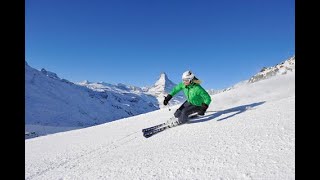 ★ 4K - Zermatt - Skiing - Piste 38 - Gornergrat Station to Riffelberg - Matterhorn View