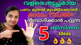 5 Business Ideas With Least Investment|തുച്ഛമായ മുതൽ മുടക്കി മാസം ₹20,000 സാമ്പത്തിക്കാം 5 ഐഡിയാസ്|💸