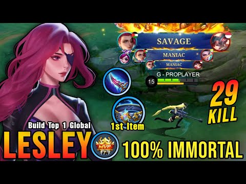 ¡¡SAVAJE Y 2x MANÍACO!! 29 Mata a Lesley ¡¡Cinturón Trueno del primer objeto!! – Construye el Top 1 global de Lesley ~ MLBB