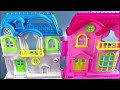 11 minutes satisfying with unboxing pink doll house toys，cute baby bath playset asmr review toys