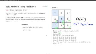 [April 26, 2024, LeetCode daily] 1289. Minimum Falling Path Sum II - Python, solution explained