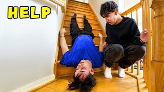 My Twin Brother FELL Down The Stairs!