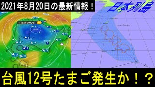 米軍JTWCだけは熱帯低気圧発生注意情報を取り消さず！台風12号たまご2021年8月20日の最新情報！進路予想は日本海から北海道へ