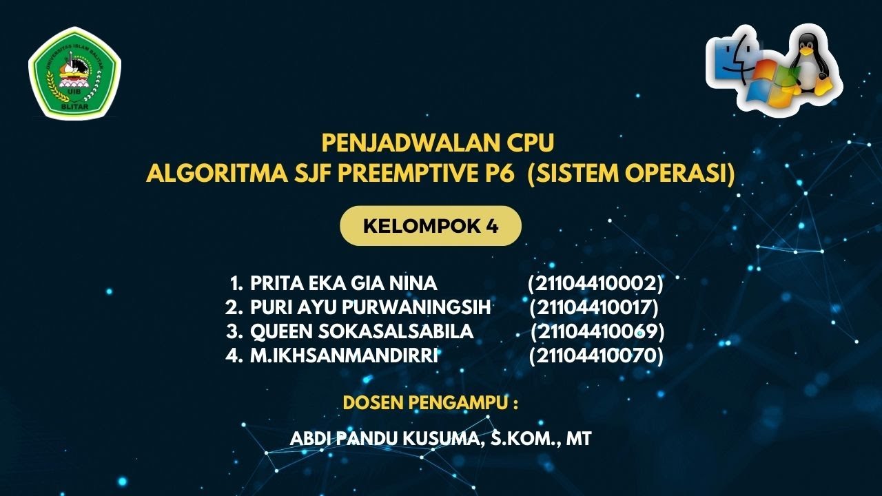 TUGAS KELOMPOK 4 - PENJADWALAN CPU ALGORITMA SJF PREEMPTIVE 6 PROSES ...