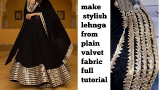 Making heavy stylish lehnga from plain velvet @creativesew #lehnga