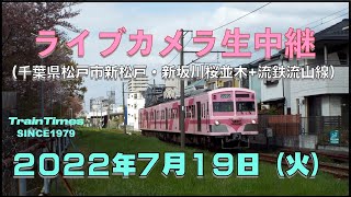 【ライブカメラ】生中継／千葉県松戸市新坂川桜並木／2022年7月19日【桜並木・流鉄流山線リアルタイム配信】