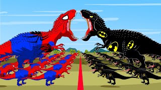 SPIDER MAN T-REX vs BAT MAN T-REX : Who Is The King Of Dinosaurs Radiation? | Go