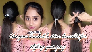 Use your beaded \u0026 stone bracelet to style your pony 🔥 | hairstyle | hairstyle videos | YouTube video