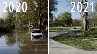 Then and now drone footage: One year after the 2020 Midland Michigan floods