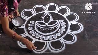 கார்த்திகை தீப விளக்கு கோலம்/vilakku rangoli kolam