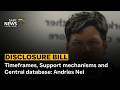 Protected Disclosures Bill | Timeframes, Support mechanisms and Central database: Andries Nel