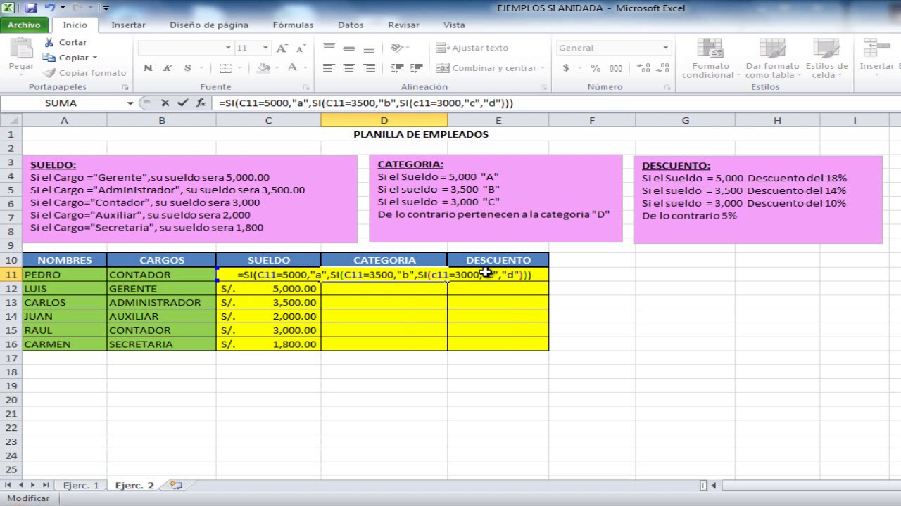 Función Si Anidada - Ejemplo 3 - Curso Especialista En Excel - YouTube