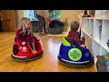 adorable kids and golden retriever play bumper cars cutest ever