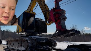 12 year old kid helps his dad move logging equipment! #vlog 1