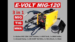 E-VOLT MIG120  setup and test video and audio