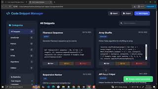 Code Snippet Manager Using HTML, CSS and JavaScript with Source Code