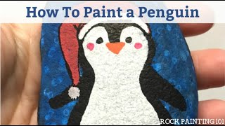 How to Paint a Penguin - Cute Rock Painting Idea - Stone Painting for Beginners