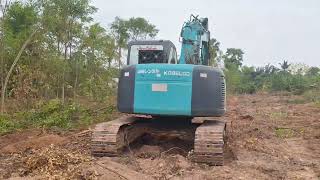 รีวิวรถขุด kobelco sk135sr yy01 รับงานเคลียริ่งตอ ยูคาลิปตัสสี่ไร่ชมไปบ่นไป excavator