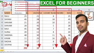 Sum, Average, Count numbers, Count word, Max & Min formulas in Microsoft excel for beginners