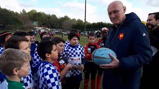 Bernard Laporte à la rencontre des jeunes joueurs de rugby à Caveirac