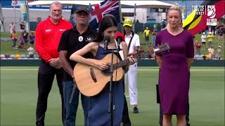 Australian National Anthem performed by Amber Farnan at Cricket Australia, Aus Vs NZ match