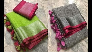 new arrival linen saree collections for best price