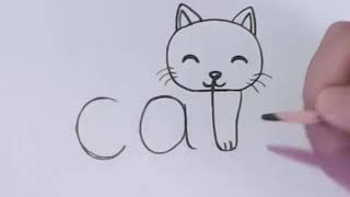 🔴 Very Easy! How to turn Words Cat Into a Cartoon Cat  Wordtoons learning step by step for kid