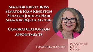 Senator Cordy welcomes Senators Aucoin, Kingston, McNair and Ross - November 21, 2023 (English feed)